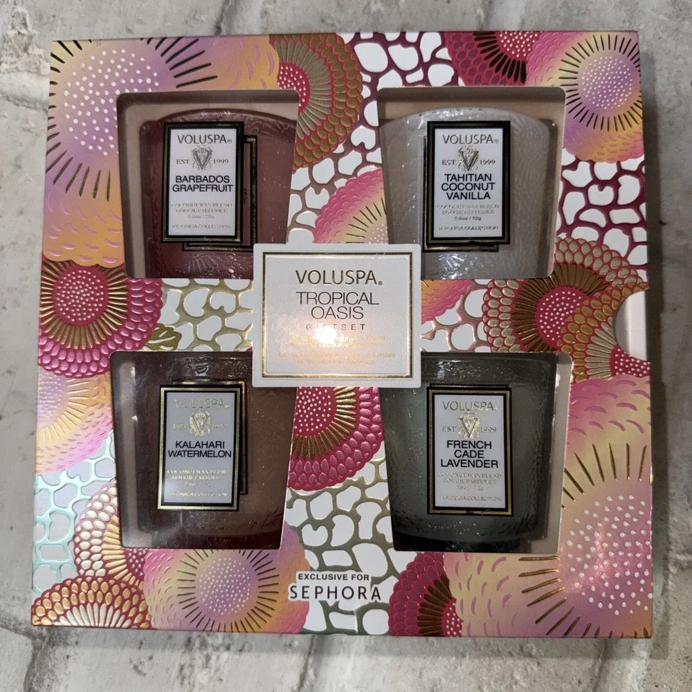 Voluspa Topical Oasis Fragrant Candle Gift Set Exclusive For Sephora New In Box